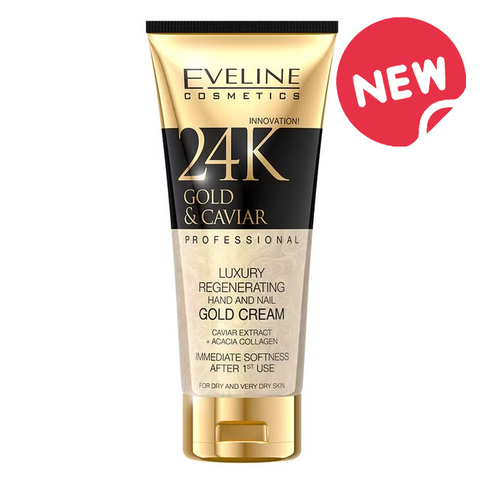 EVELINE COSMETICS 24K GOLD CAVIAR CREMA PENTRU MAINI SI UNGHII, 100 ml