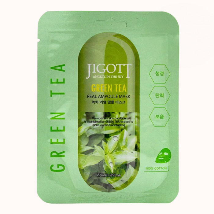 JIGOTT GREEN TEA REAL AMPOULE MASK, 27 ml