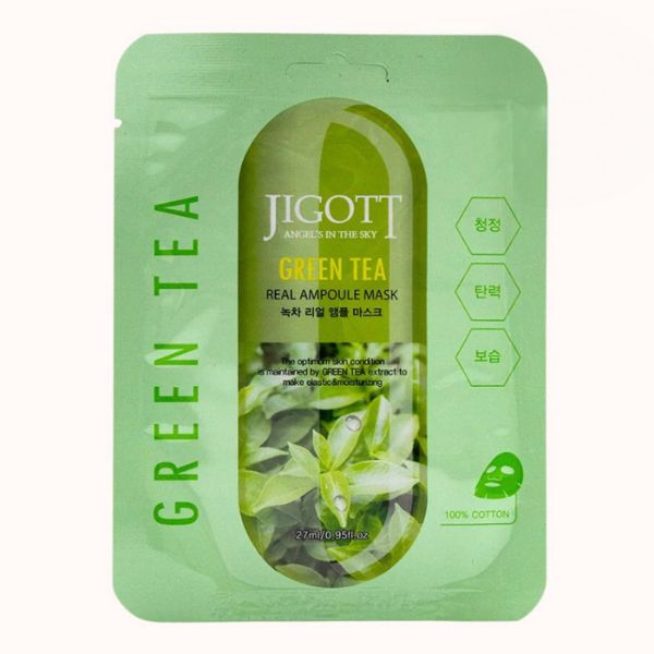 JIGOTT GREEN TEA REAL AMPOULE MASK, 27 ml